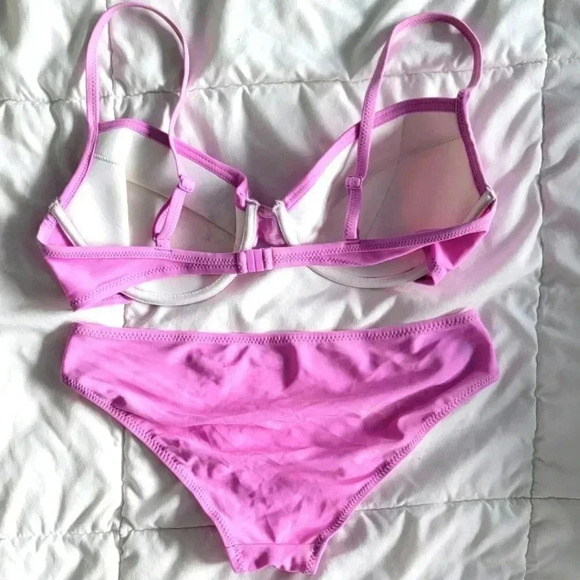 Le Redoute Electric Pink Bikini Swimsuit Top Size 36 Bottom Size 6 - Picture 6 of 7